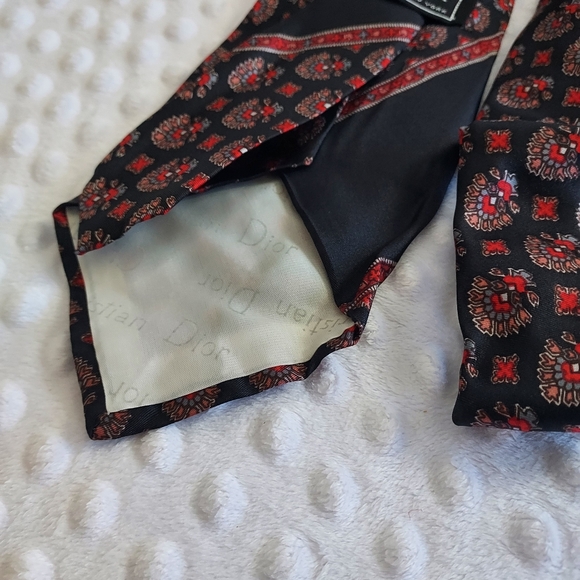 Vintage Christian Dior Tie Cravates Baskin Collab Logo Paris New York Necktie - Picture 11 of 13